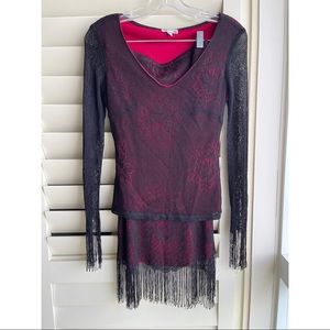 Black and red skirt set